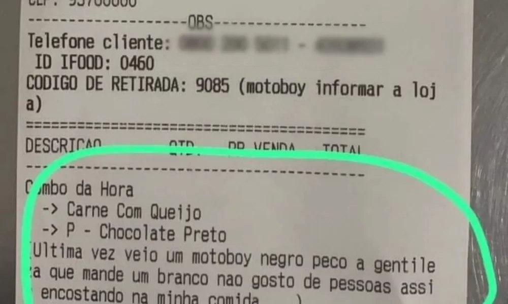 Solicitação foi registrada em parte de observações do pedido