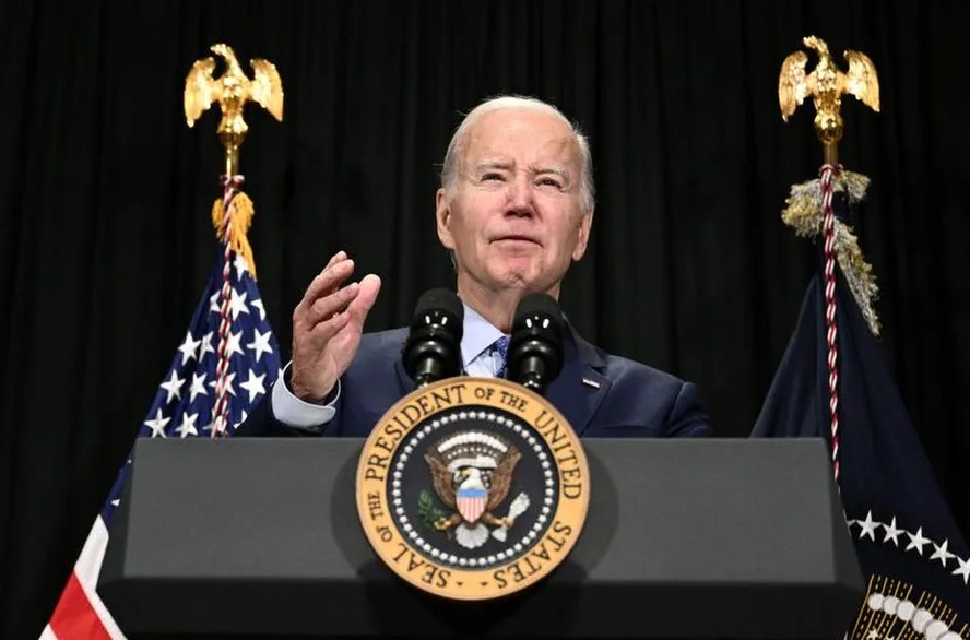 O presidente dos EUA, Joe Biden, durante discurso sobre a libertação de reféns de Gaza, em Nantucket, Massachusetts, neste domingo, 26