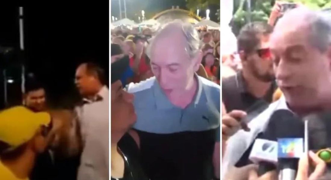 Ciro Gomes discute com manifestantes em 2016; dá tapa no rosto de homem em 2023; se irrita em entrevista coletiva em 2018  Foto: Reprodução