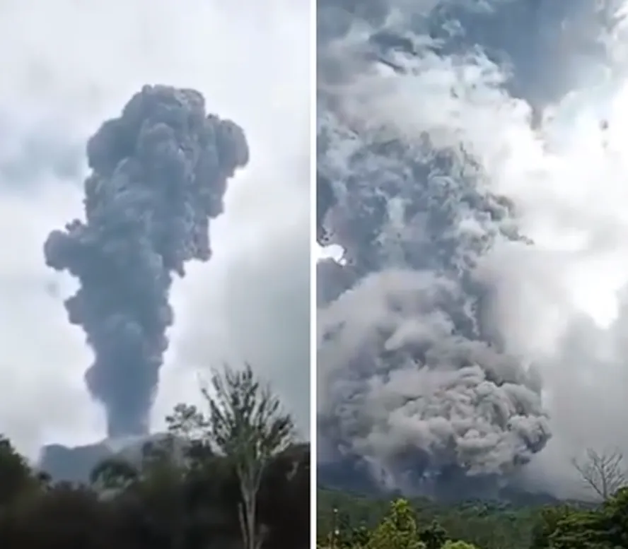 Vulcão Marapi em erupção