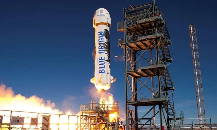 O foguete suborbital New Shepard, da companhia de Bezos