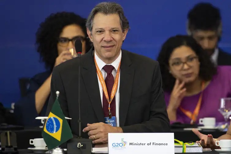 Ministro da Fazenda, Fernando Haddad, na abertura da reunião da Trilha Financeira do G20, no Palácio do Itamaraty