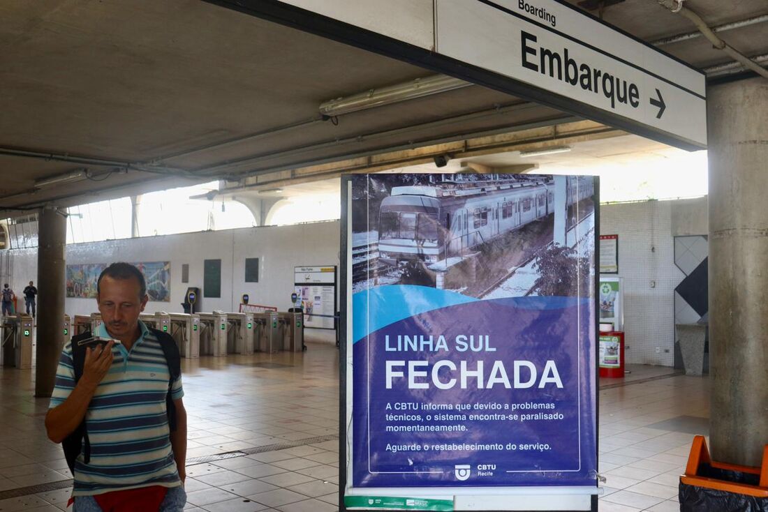 Linha Sul do Metrô do Recife fechada pelo segundo dia consecutivo