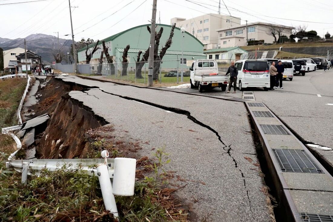 Cidades foram evacuadas após terremoto no Japão, registro da cidade de Wajima, província de Ishikawa