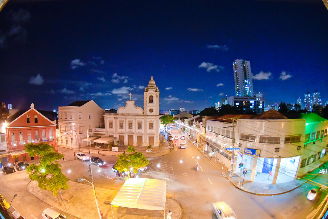 Vista aérea do Pátio de Santa Cruz, localizado na capital pernambucana