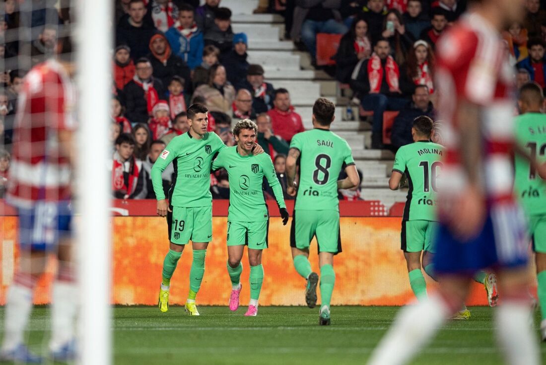 Jogadores do Atlético comemoram gol marcado