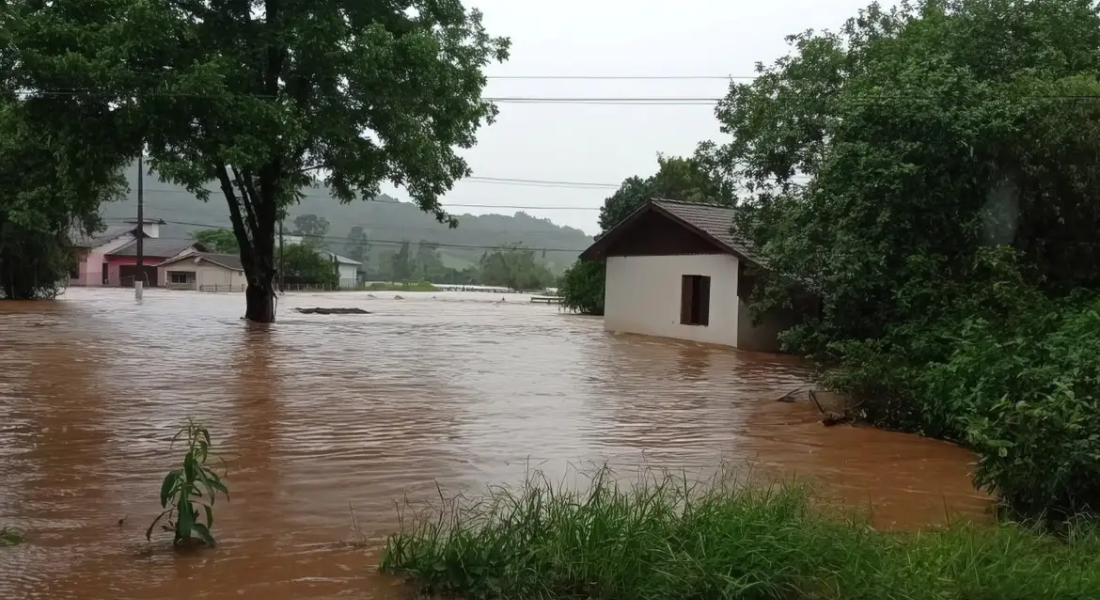 Inundação em cidade do Rio Grande do Sul