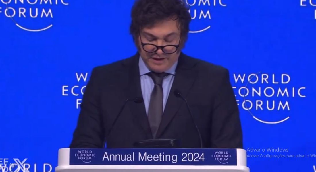 Javier Milei no Fórum de Davos 