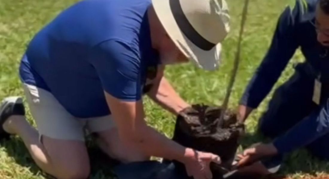 Presidente Lula plantando neste sábado (20) no jardim do Palácio da Alvorada