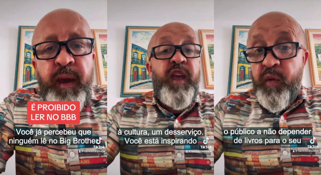 O escritor Fabrício Carpinejar refletiu sobre proibição da leitura no BBB