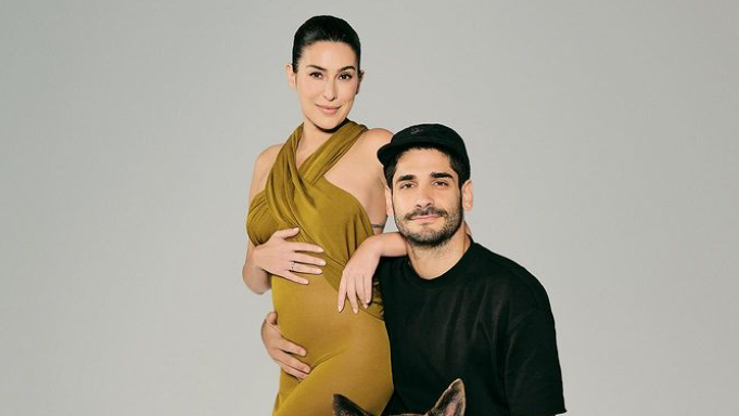 Fernanda Paes Leme ao lado do noivo Victor Sampaio