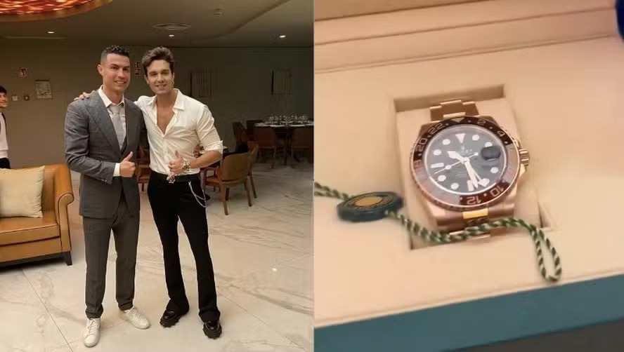 Cristiano Ronaldo presenteia Luan Santana com rolex 