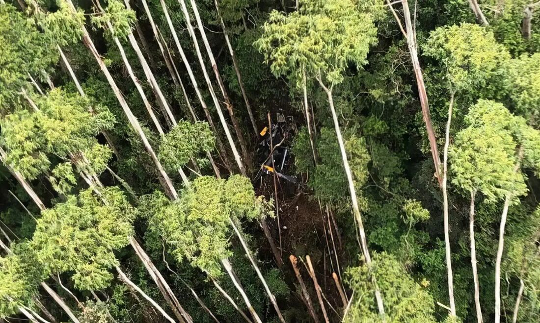 Local onde o helicóptero foi encontrado