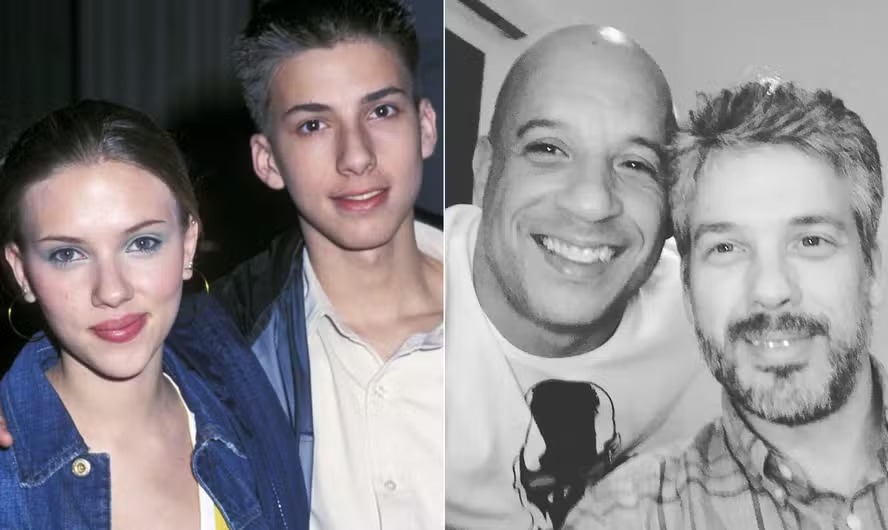 Scarlett Johansson e Vin Diesel ao lado de seus irmãos gêmeos 