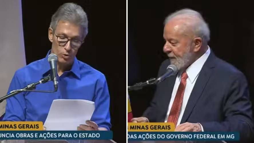 O governador de Minas Gerais, Romeu Zema (Novo), e o presidente Lula (PT) 