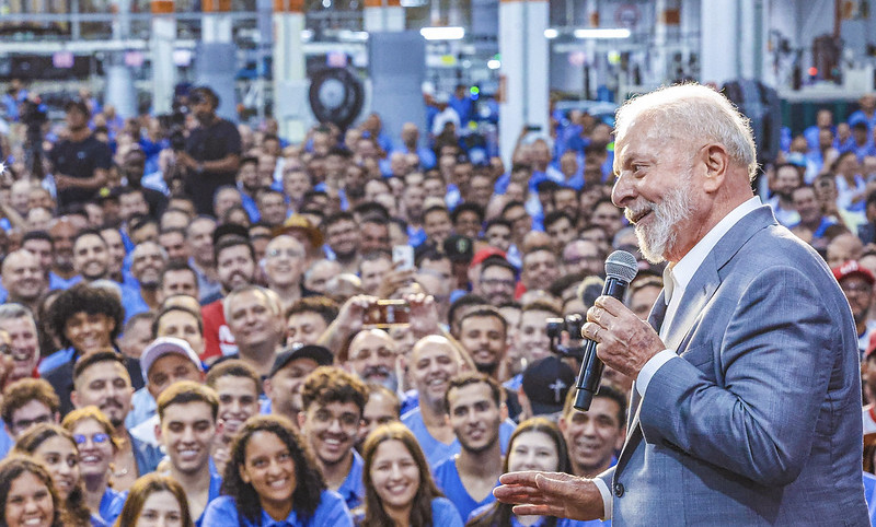 Presidente da República, Luiz Inácio Lula da Silva, durante cerimônia da Volkswagen do Brasil