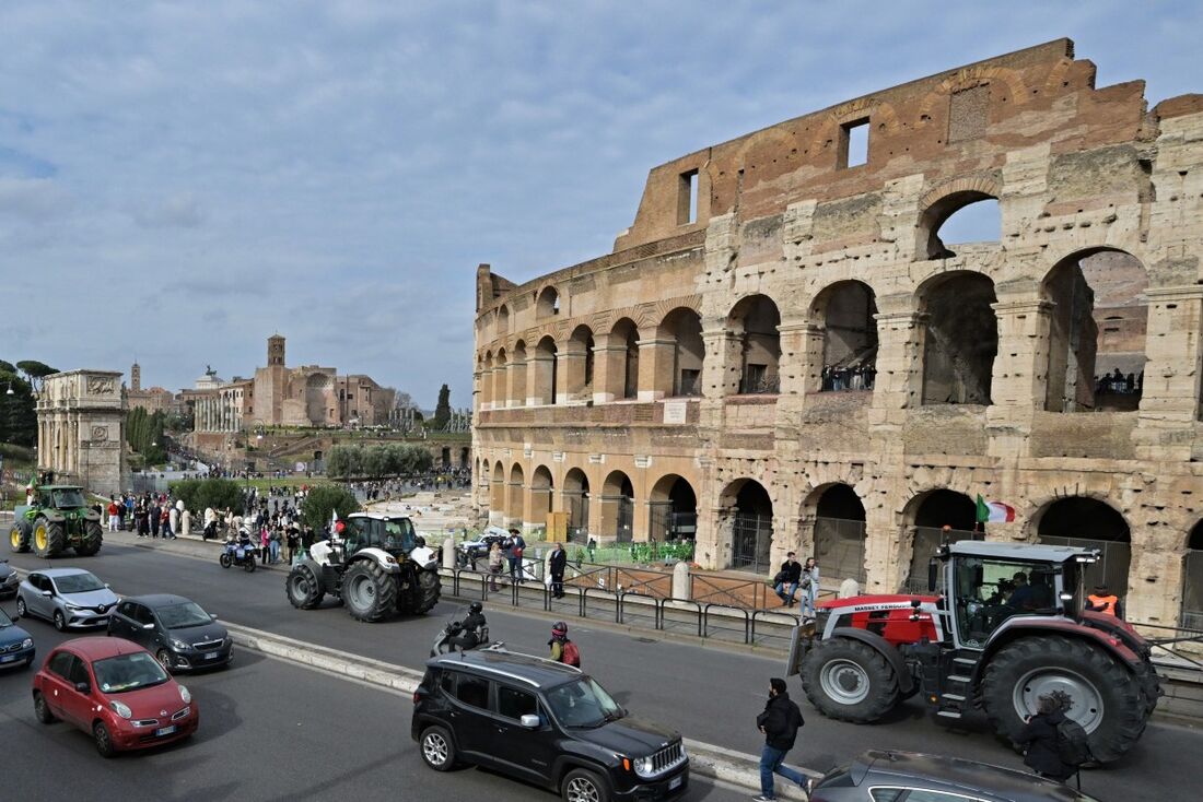 Protesto em Roma