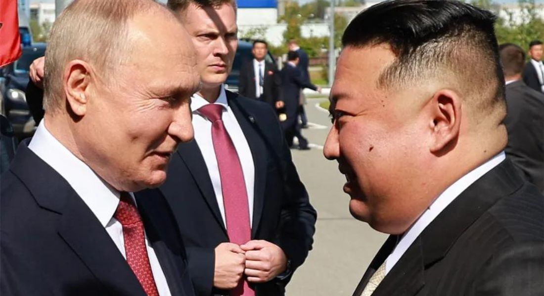 Vladimir Putin e Kim Jong-un se encontram em base de lançamentos aeroespacial no leste da Rússia