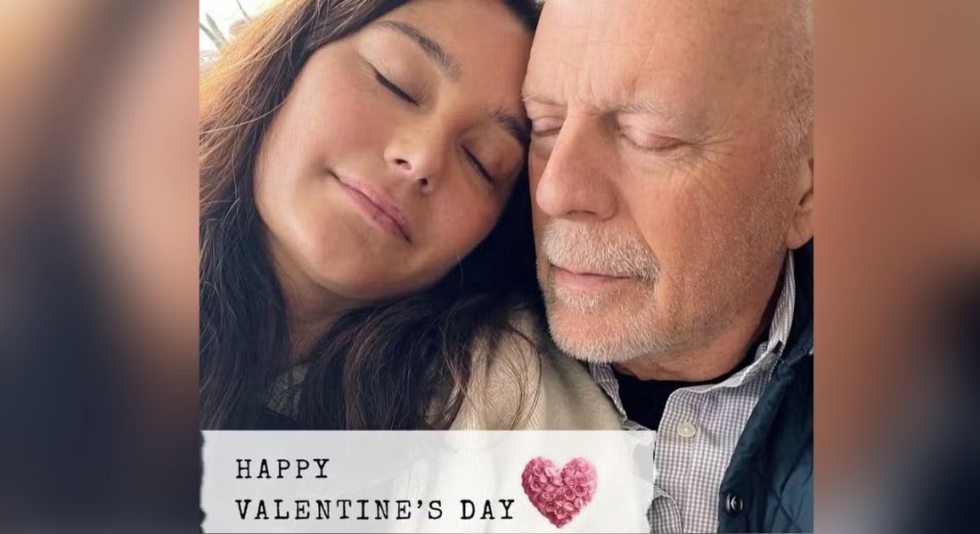 Bruce Willis posta foto ao lado da mulher, Emma, para celebrar o dia dos namorados americano