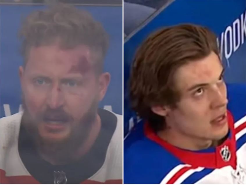 Nicolas Deslauriers, do Philadelphia Flyers, e Matt Rempe, do New York Rangers, trocaram socos durante uma partida da NHL