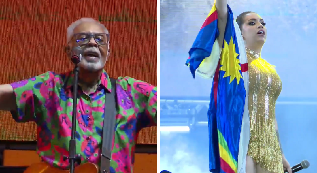 Gilberto Gil e Raphaela Santos na abertura do Carnaval do Recife