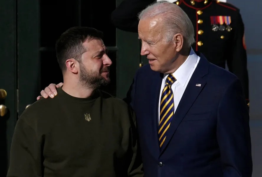 Joe Biden e Volodymyr Zelensky durante encontro na Casa Branca, em 2022