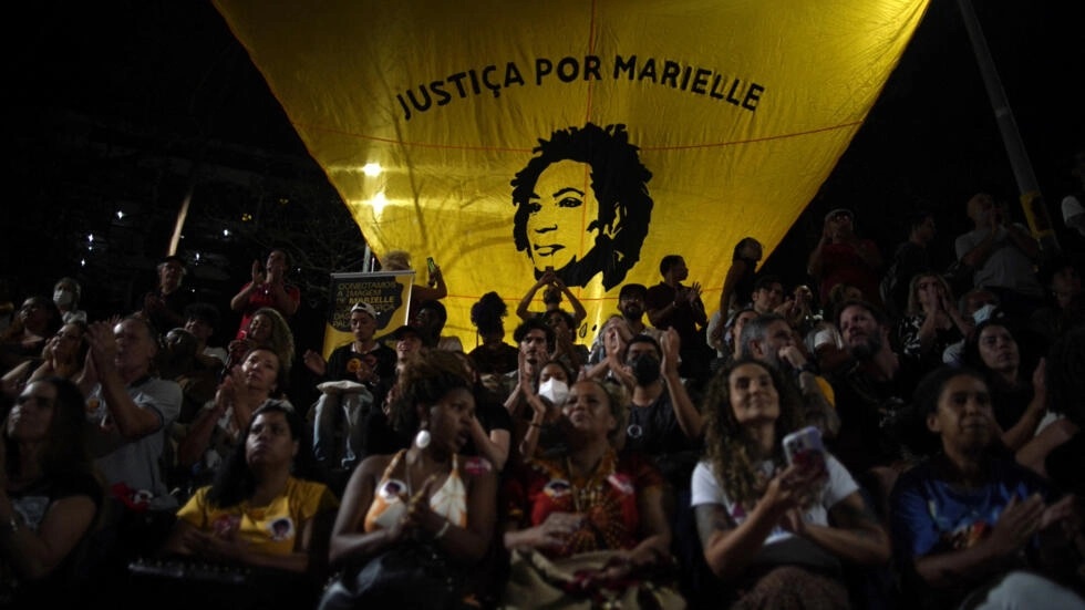 Inauguração da estátua da falecida activista de direitos humanos Marielle Franco na praça Buraco do Lume, no centro do Rio de Janeiro, 27 de Julho de 2022