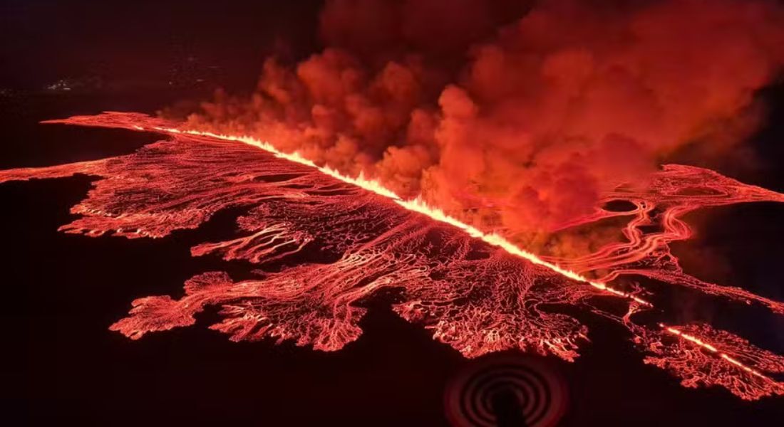 Vulcão em erupção, na Islândia