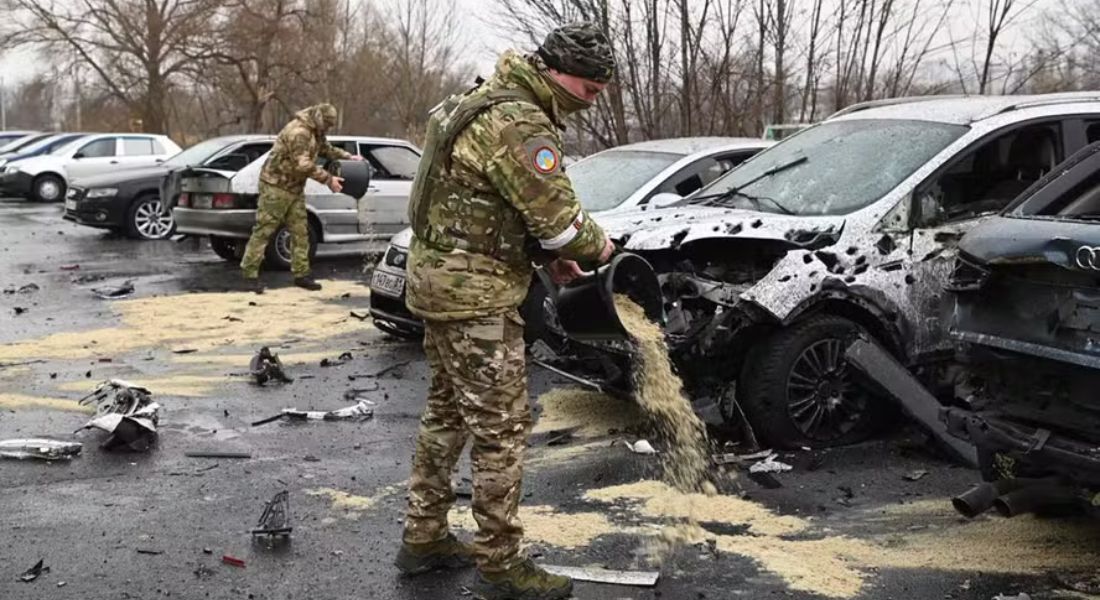 Foto divulgada na conta oficial do governador da região de Belgorod mostra os resultados de ataques aéreos  Foto: 