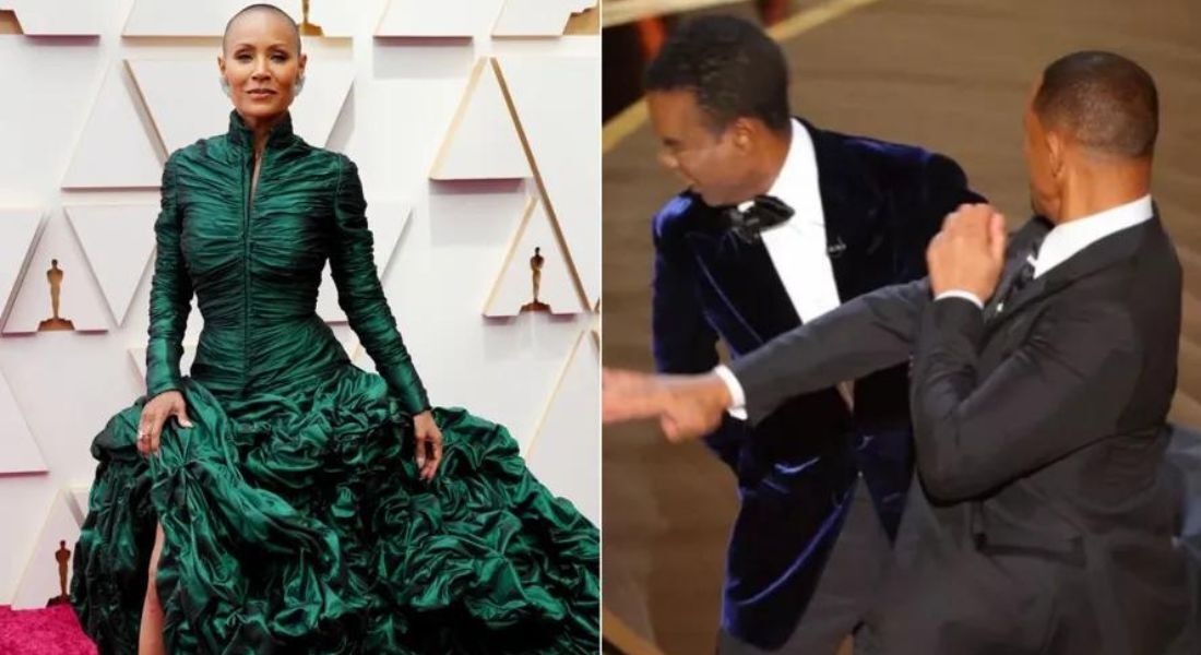 Jada Pinkett Smith e ao lado o tapa de Will Smith em Chris Rock