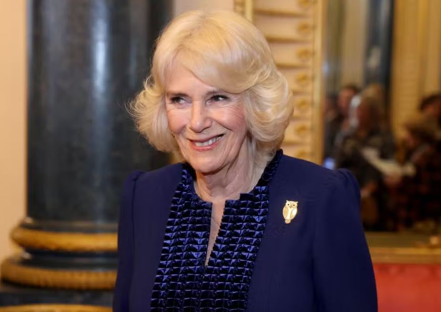 Rainha Camilla durante recepção no Palácio de Buckingham, em Londres 