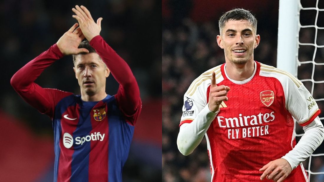 Lewandowski, do Barcelona, e Havertz, do Arsenal