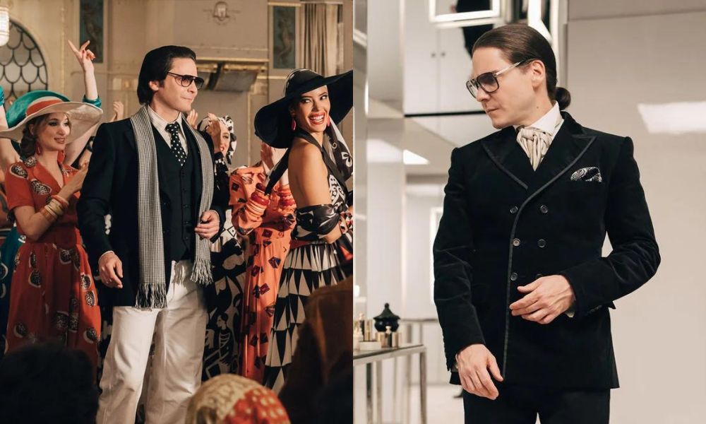 O ator Daniel Brühl como o estilista alemão Karl Lagerfeld