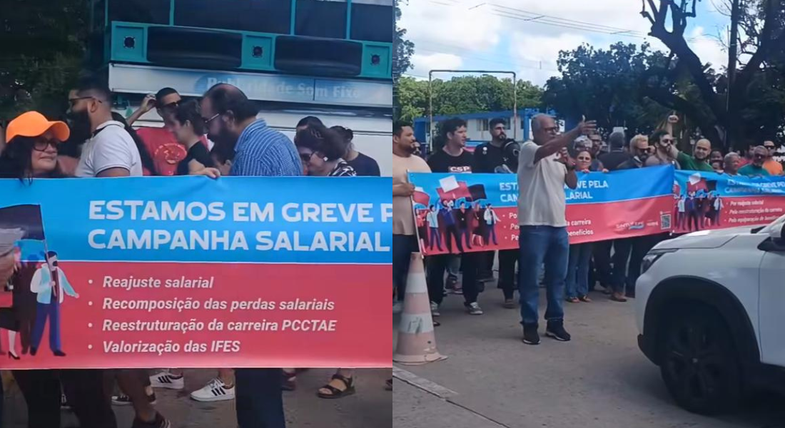 Sindicato que representa categoria realizou um ato na entrada principal do Campus Recife da UFPE