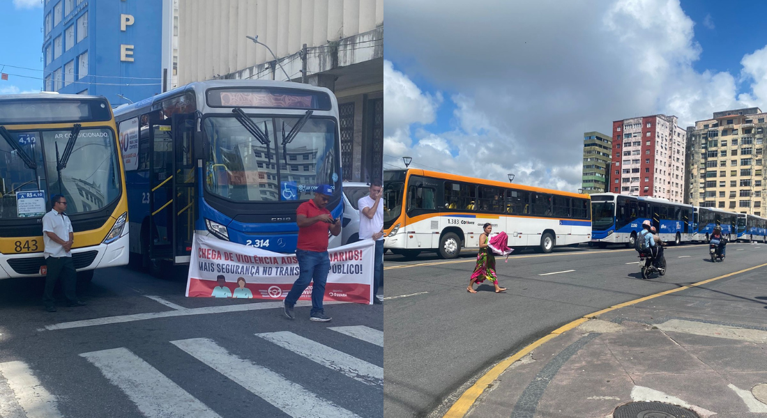 Ônibus parados no Centro do Recife