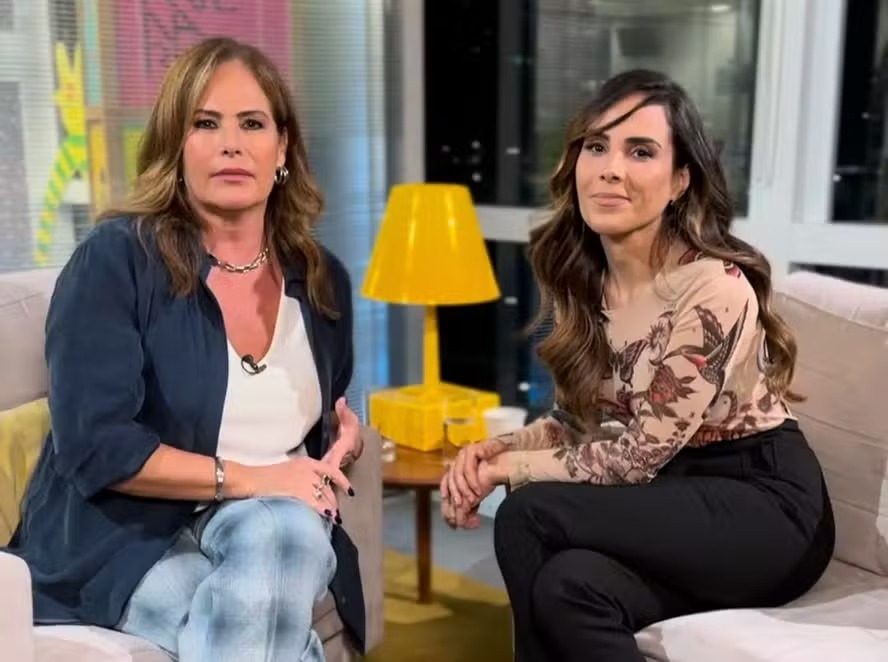 Repórter Renata Ceribelli com Wanessa Camargo no Fantástico 