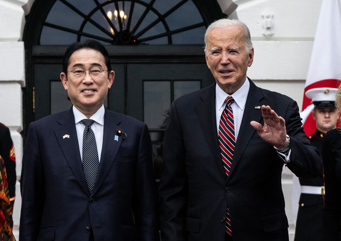 Presidente dos Estados Unidos, Joe Biden, recebe o primeiro-ministro japonês, Fumio Kishida