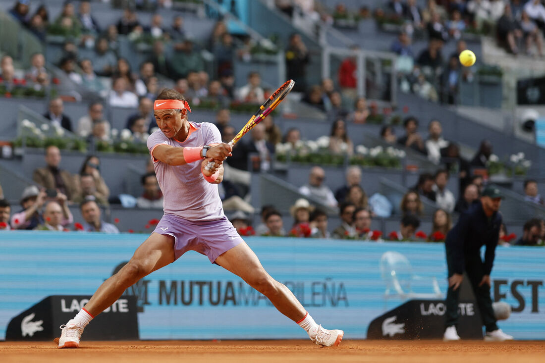 Rafael Nadal, em ação no Aberto de Madri