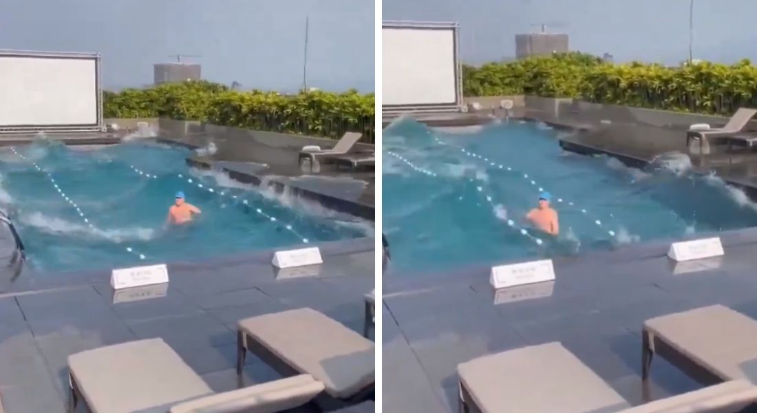 Turista preso em piscina