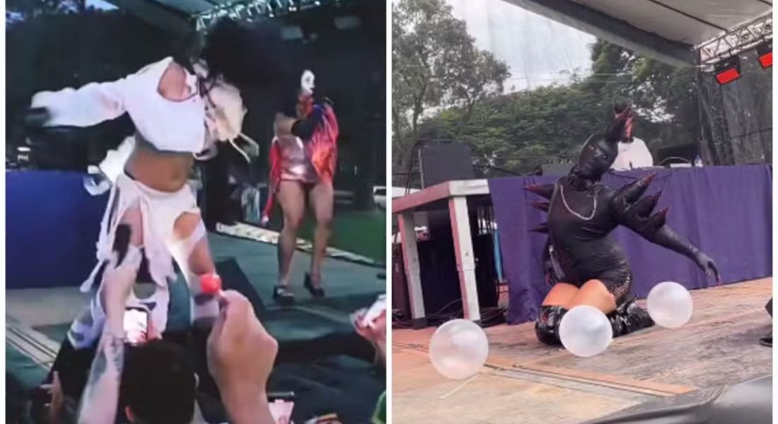 Vídeos reproduzem trechos de performances artísticas durante a festa 'Lambuzada', em Campinas (SP)