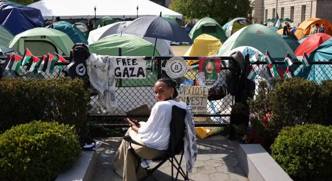 Protestos contra a guerra de Israel com o Hamas começaram na Universidade Columbia no início deste mês, antes de se espalharem pelos campi de todo o país