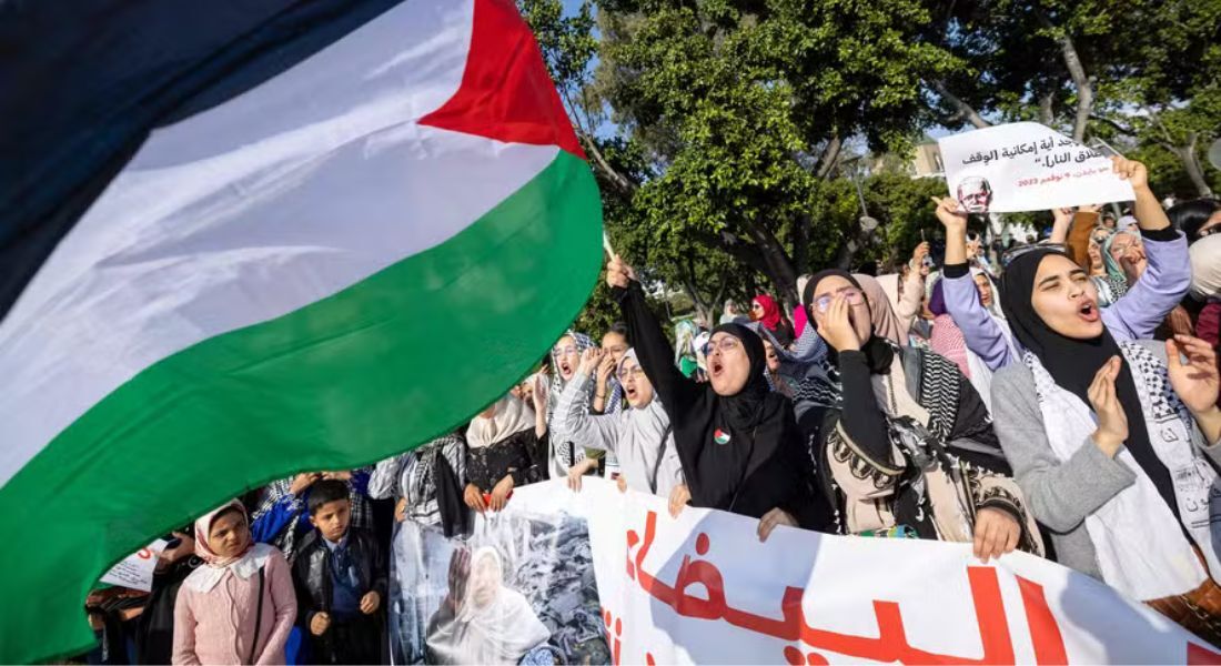 Manifestantes fazem ato pró-Palestina