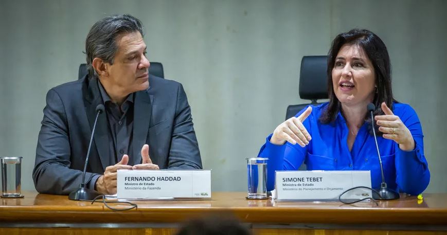 Ministros Fernando Haddad e Simone Tebet 