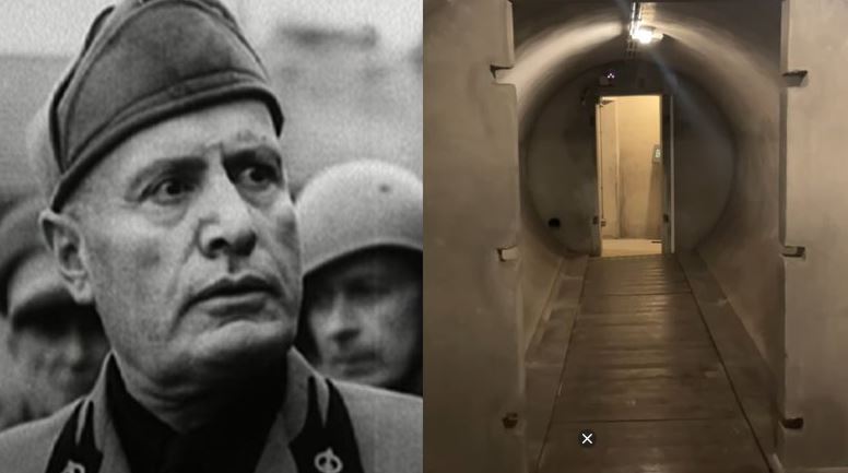 Imagens do interior do bunker de Mussolini e do líder fascista