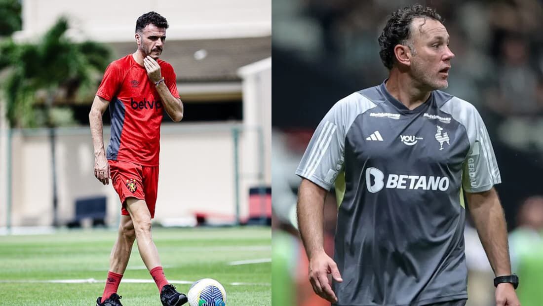 Mariano Soso e Gabriel Milito, treinadores argentinos de Sport e Atlético-MG- respectivamente 