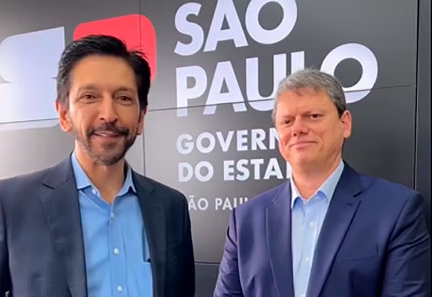 O prefeito de São Paulo, Ricardo Nunes, e o governador Tarcísio de Freitas