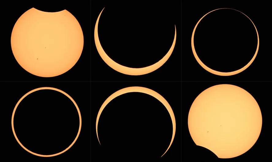 Compilado de fases do eclipse solar 