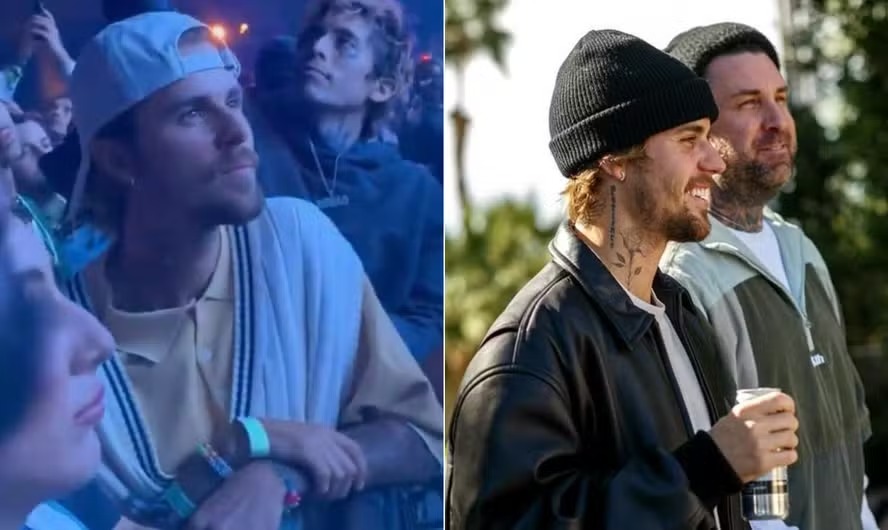 Justin Bieber aparece de barba no Coachella; em fevereiro, músico já estava com visual parecido