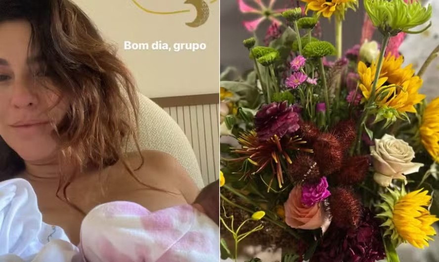 Bruno Gagliasso e Giovanna Ewbank enviam flores para Fernanda Paes Leme, que diz amar o casal 'sempre e para sempre' 