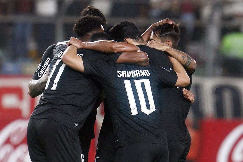 Jogadores do Botafogo celebram gol de Jeffinho